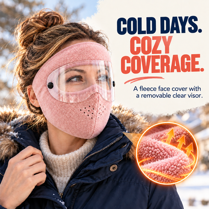 ❄️ Winter Warm Fleece Thermal Face Mask with Detachable Clear Visor