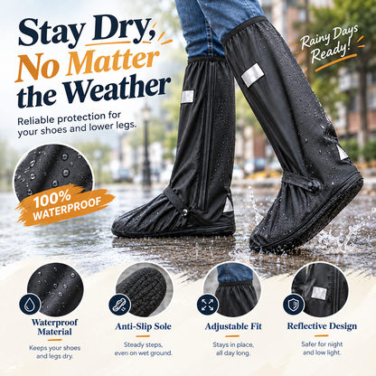 All-Weather Waterproof Shoe Covers for Men & Women ☔ | Non-Slip Tall Rain Boot Guards with Secure Fit 👟