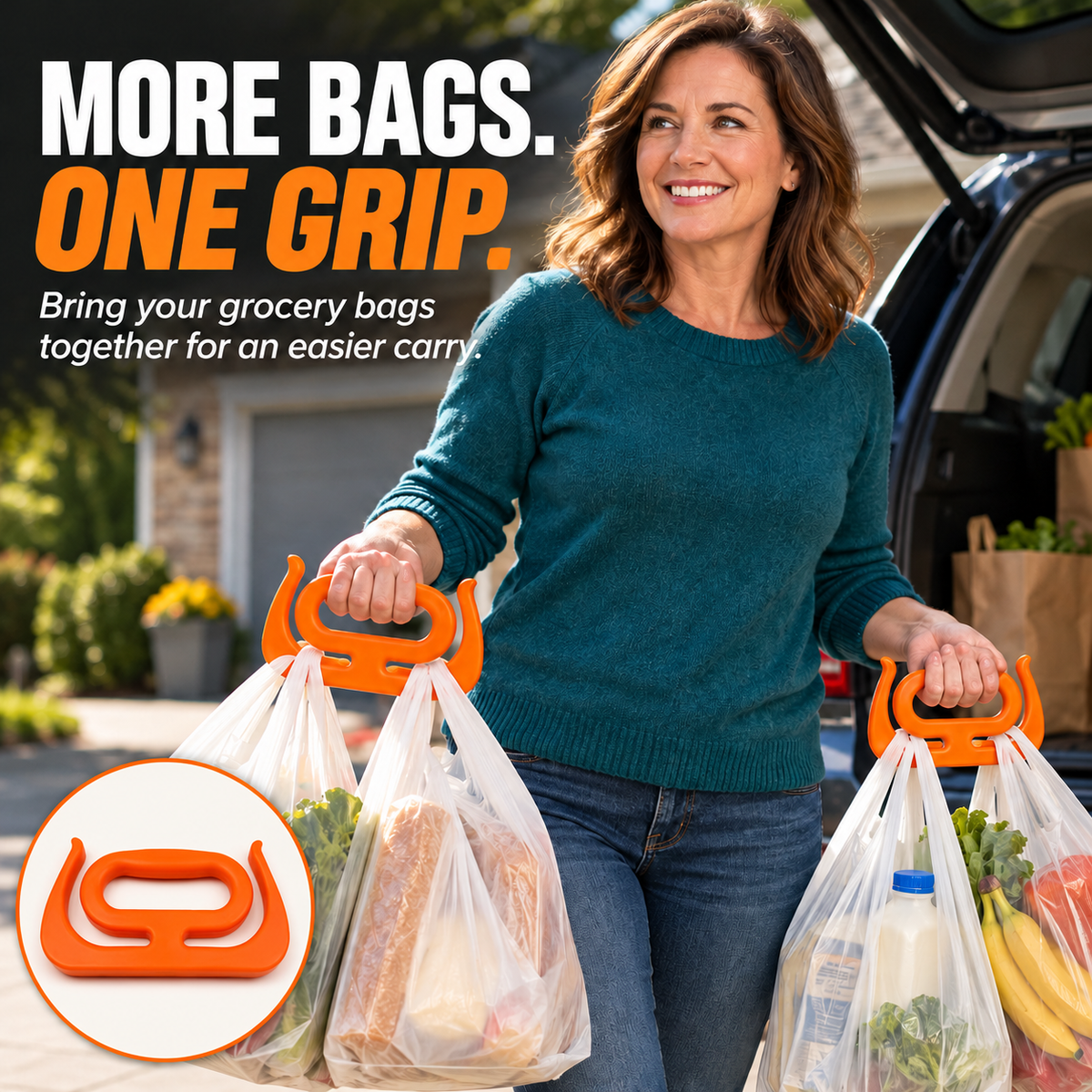 ✨ Ergonomic Multi-Purpose Carrier Handle – 100 lbs Grocery, Bucket & Tote Holder