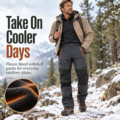 🏔️ Men's Thermal Fleece Waterproof Softshell Hiking Pants | Heavy-Duty Winter Cargo