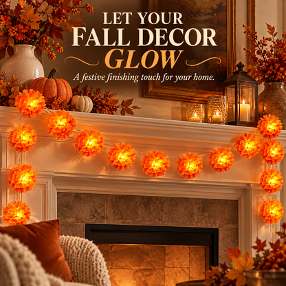 🎃 Marigold Flower String Lights – A Festive Glow for Fall & Day of the Dead 🌼