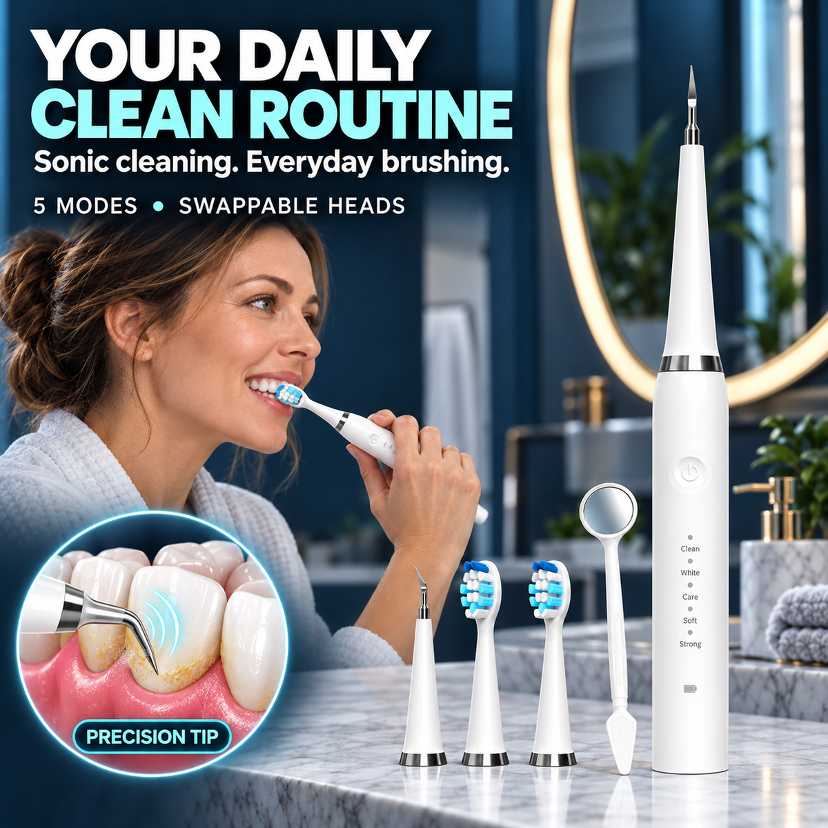 🦷 The Ultimate Sonic Clean Routine Set | 5-Mode Oral Care System 🚀