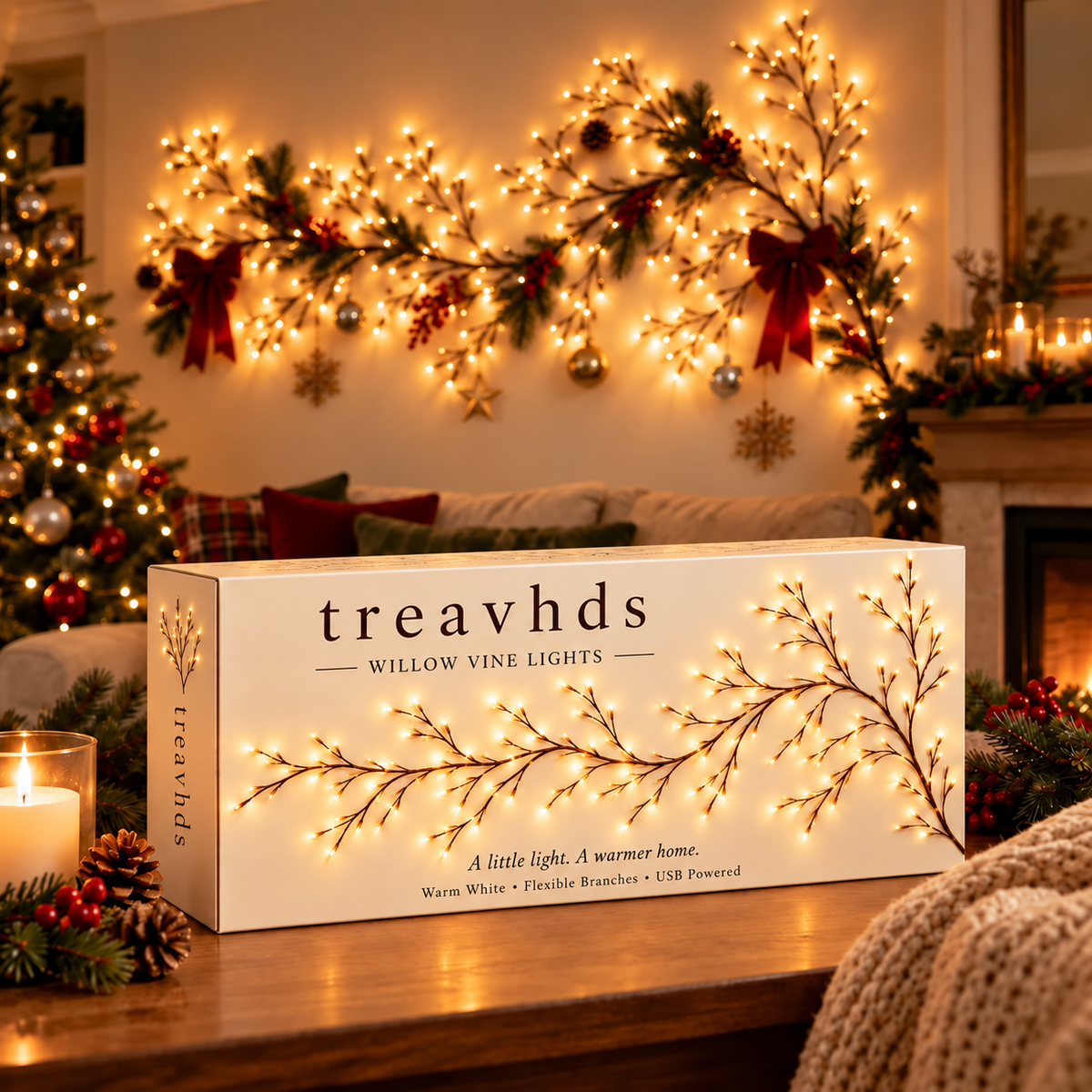 ✨ Willow Branch Lights – Elegant Warm Glow for Holiday Decor 🎁