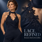 Floral Lace Halter Neck Wide-Leg Jumpsuit for Women | Evening Party & Wedding Guest