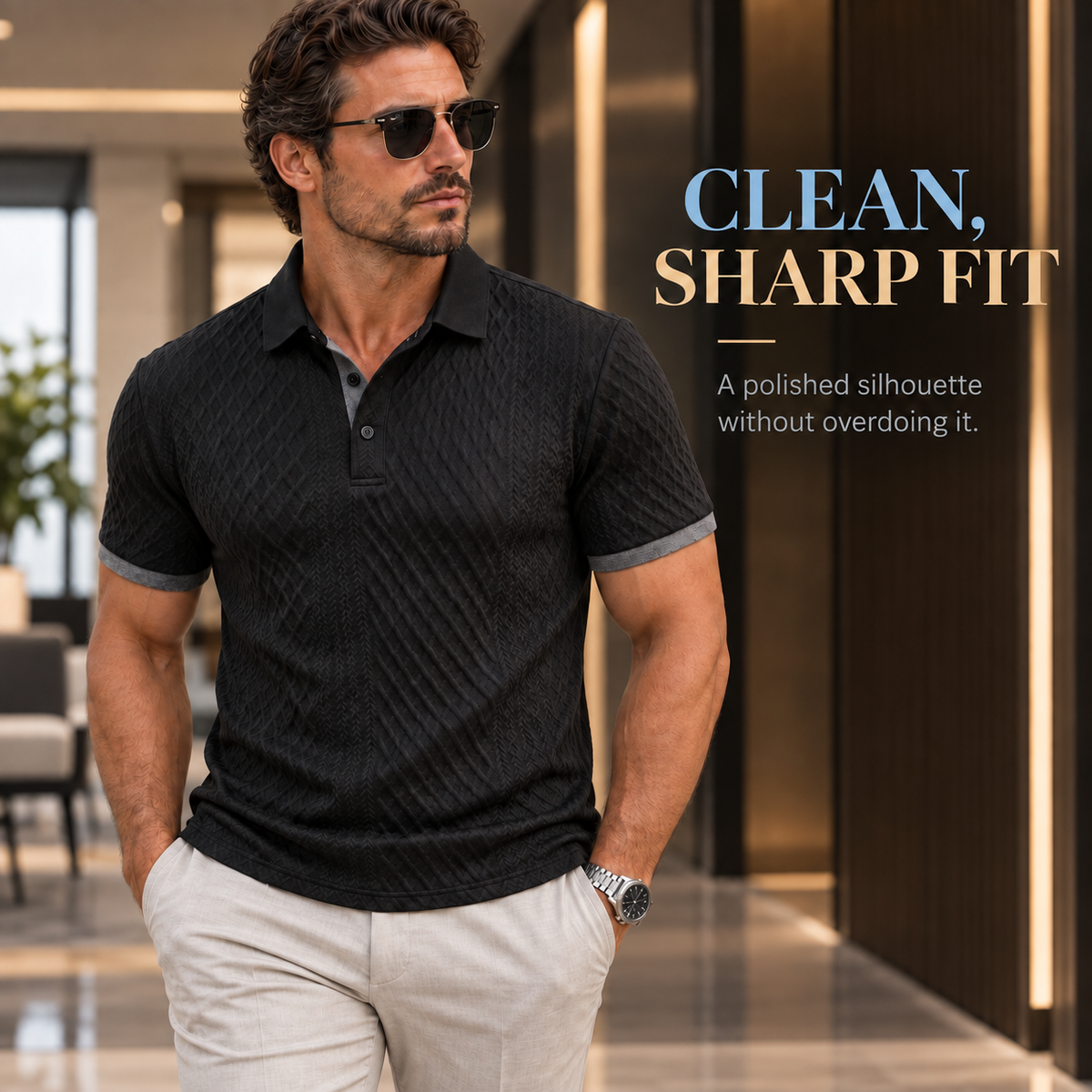 Men's Tailored-Fit Premium Textured Polo