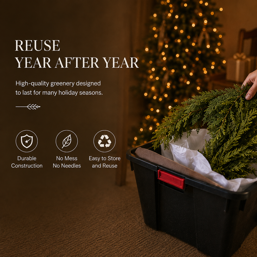 6ft Artificial Cedar Garland – Extra-Full Winter Greenery Pine Wreath