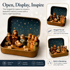 Pocket-Size Mini Nativity Scene Set with Storage Box – Hand-Painted Christmas Table Decor