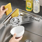 2PCS Stainless Steel Corner Sink Shelf with Triangular Open Wire Rack Design, Drainage and Raised Side✨