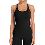 Ribbed Workout Tank Tops for Women with Built in Bra Tight Racerback Scoop Neck Athletic Top