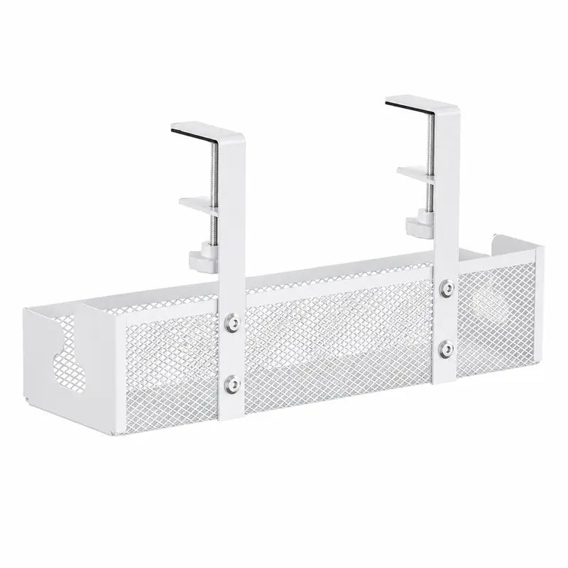 Under-Desk Cable Management Tray – No-Drill Clamp Organizer for Desks Up to 2" Thick