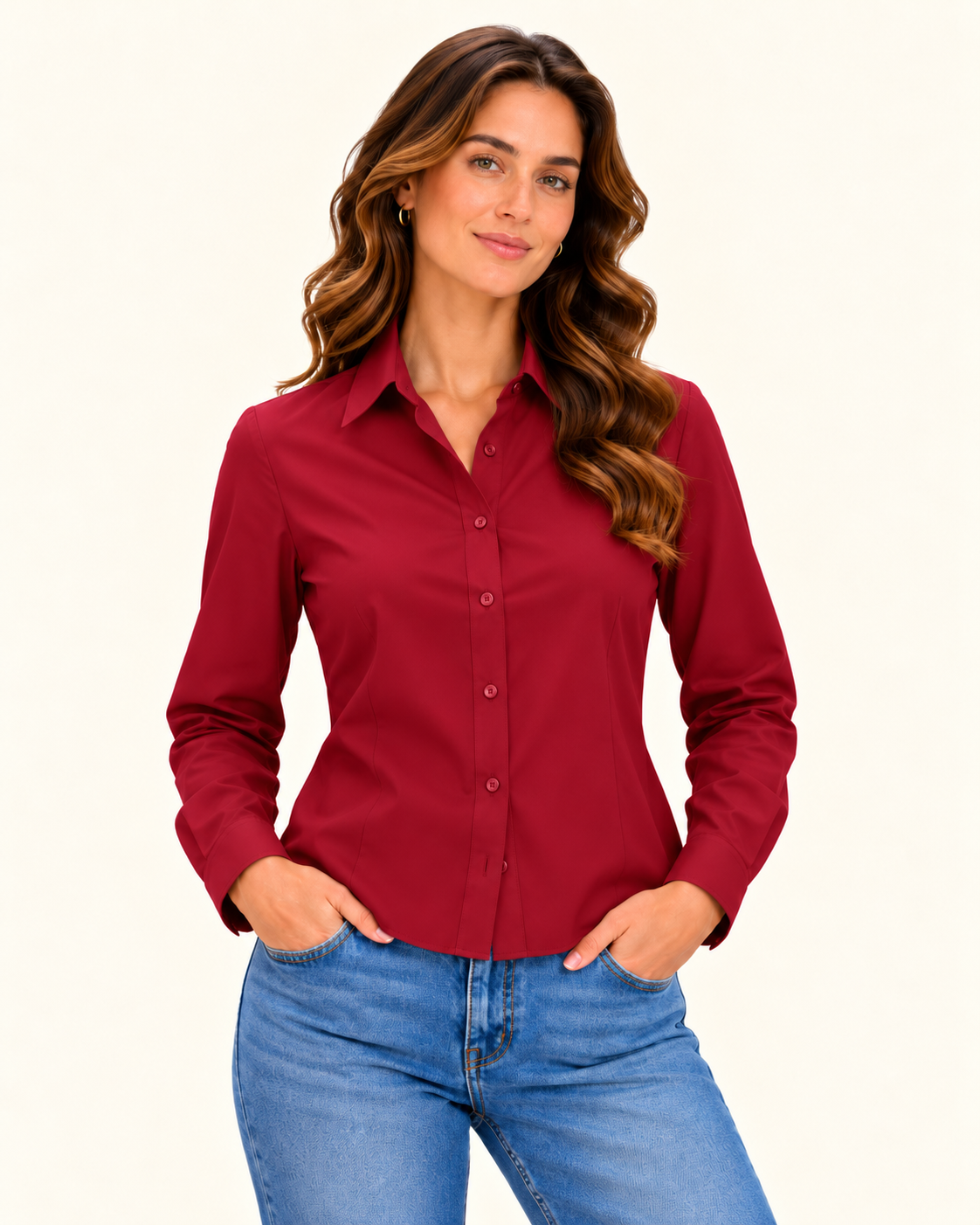 Classic Work & Business Casual Long Sleeve Button-Down Shirt for Women