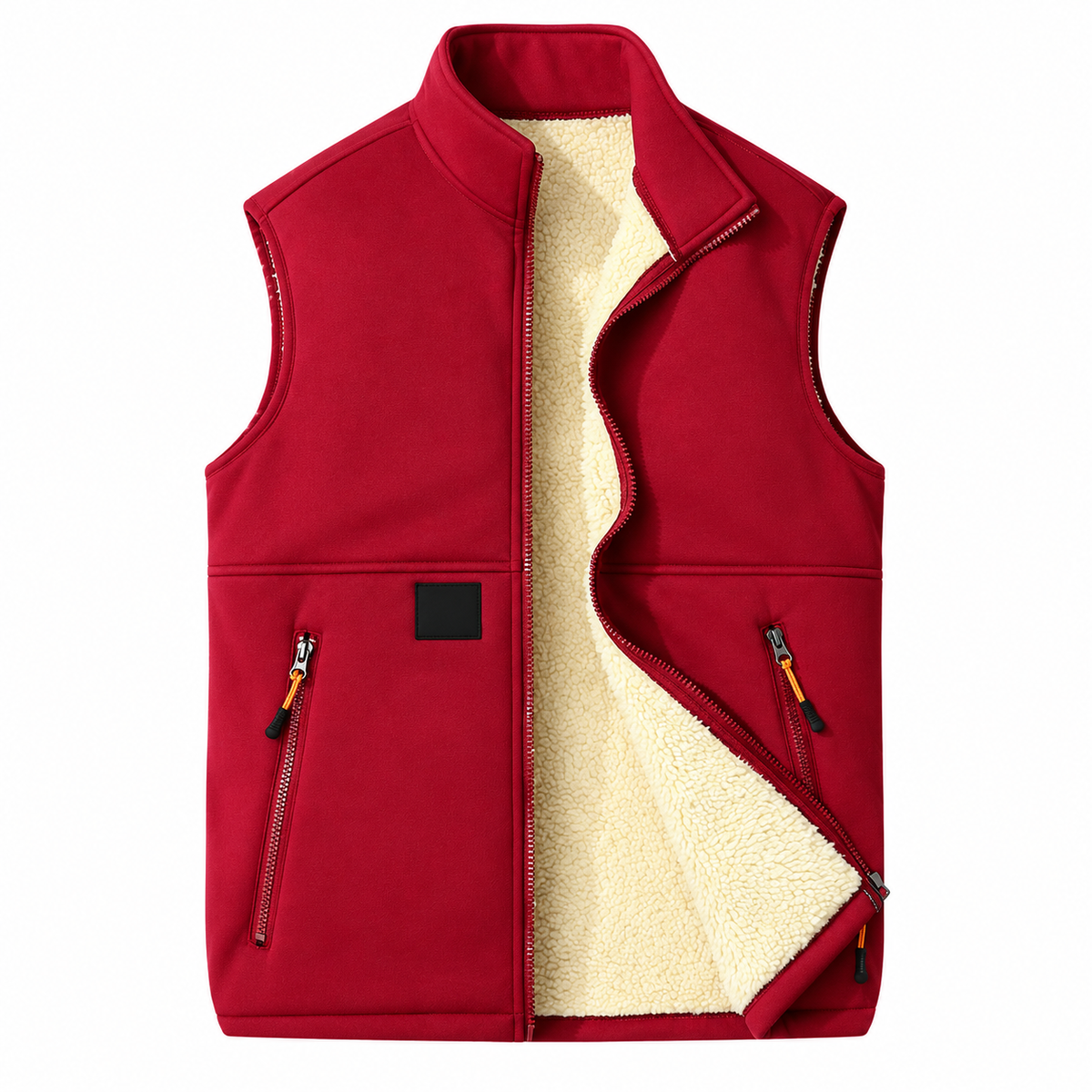 ❄️ Men’s Fleece-Lined Full-Zip Vest with Stand Collar & Zippered Pockets