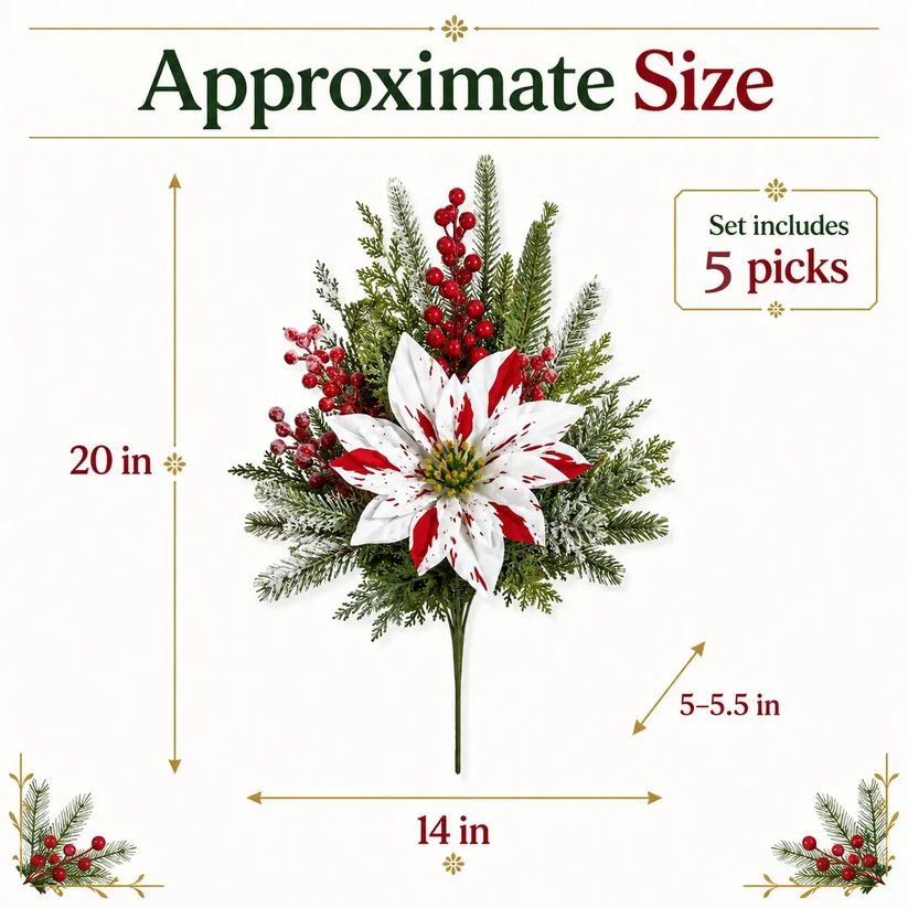 🌸Classic Red Poinsettia Planter Inserts – The #1 Christmas Flower That Never Wilts, Never Fades, Never Needs Watering