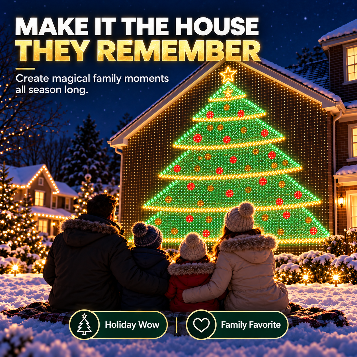 🎄Christmas LED House Net & Smart Outdoor Wall Curtain Light✨