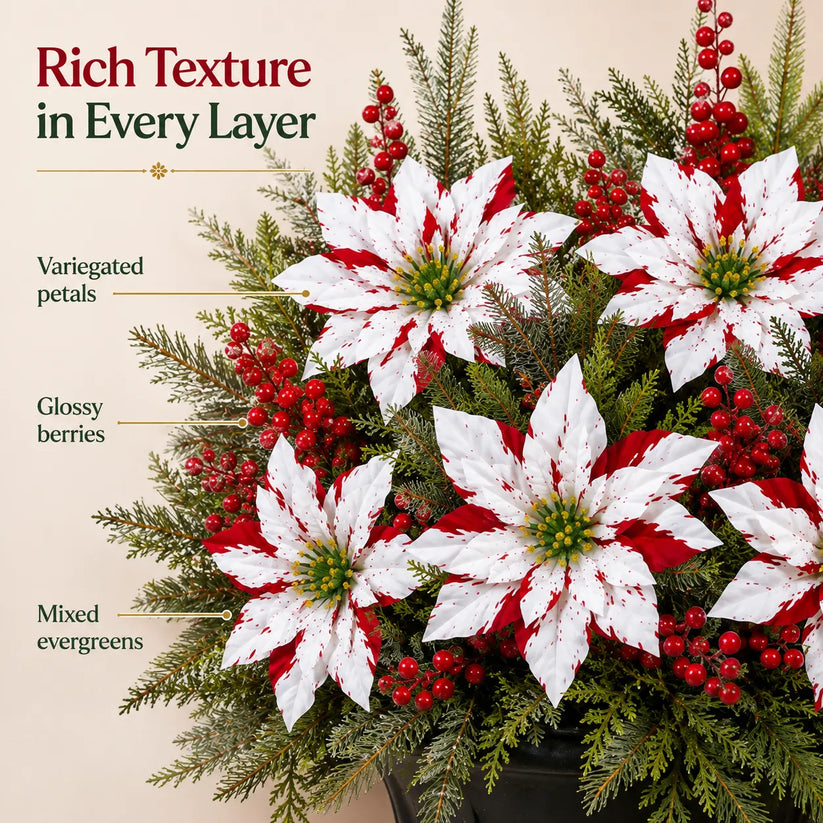🌸Classic Red Poinsettia Planter Inserts – The #1 Christmas Flower That Never Wilts, Never Fades, Never Needs Watering