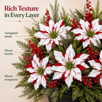 🌸Classic Red Poinsettia Planter Inserts – The #1 Christmas Flower That Never Wilts, Never Fades, Never Needs Watering