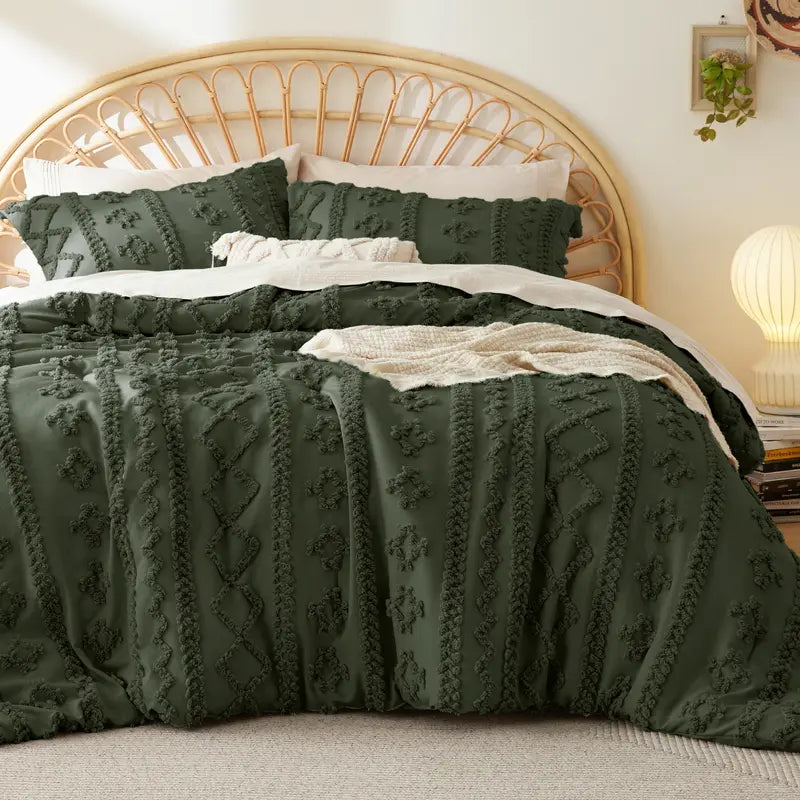 Boho Tufted Embroidery Comforter Set