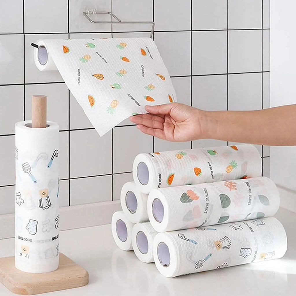 50Pcs Per Roll Reusable Cleaning Lazy Rags, Washable Kitchen Dish Towels & Multi-Purpose Wiping Cloths