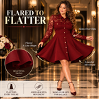 Women's Elegant Lace Panel A-Line Shirt Dress: Waist-Defining Button-Front Silhouette