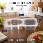2-Compartment Reusable Snack Containers with Lids – Stackable Meal Prep Set