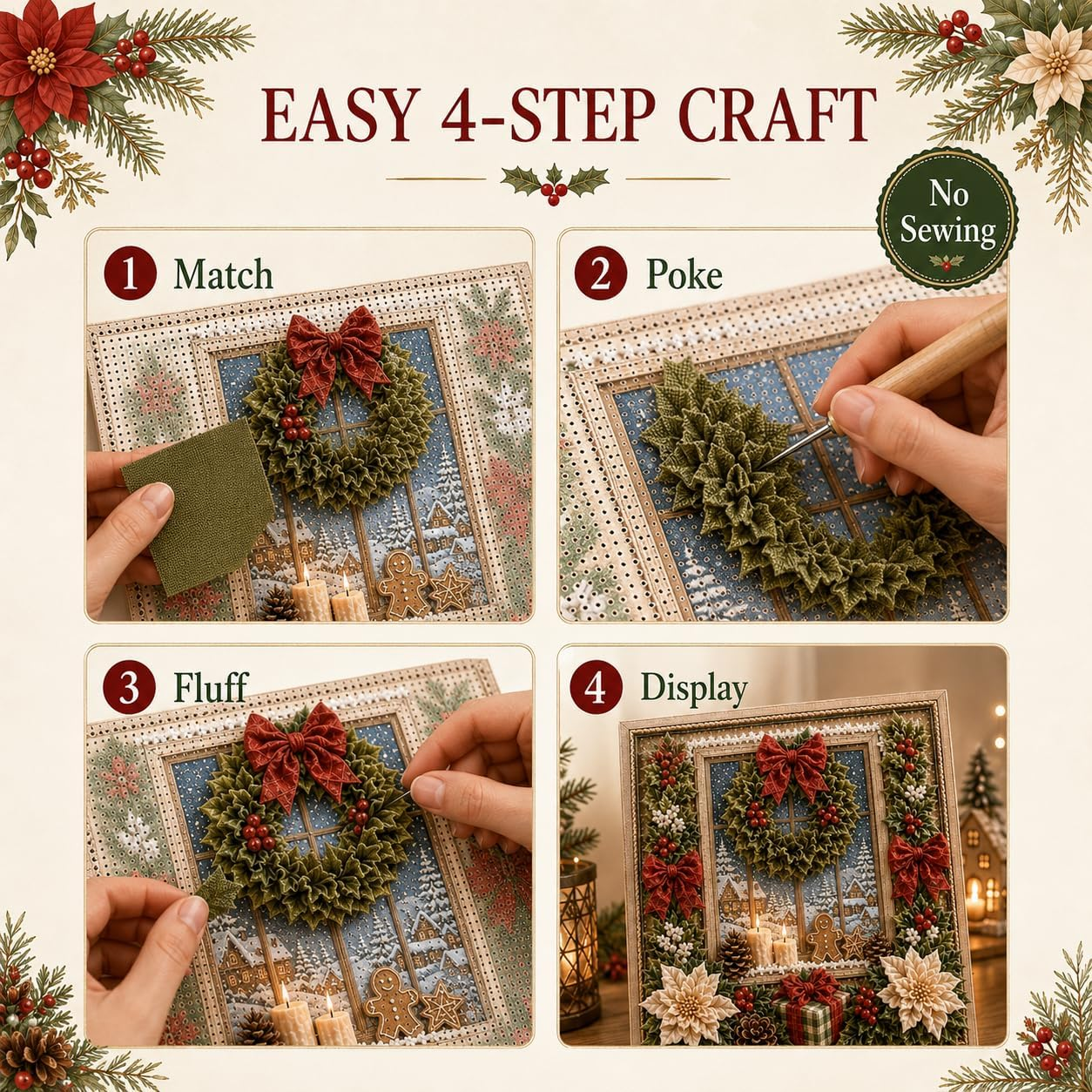 3D Christmas Fabric Poke Art Kit