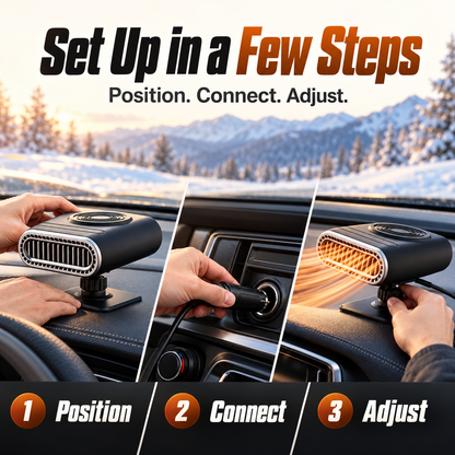 🚗 12V Portable Car Heater & Windshield Defogger – Adjustable Airflow, Heat & Fan Modes for Compatible Cars & Trucks