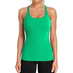 Ribbed Workout Tank Tops for Women with Built in Bra Tight Racerback Scoop Neck Athletic Top