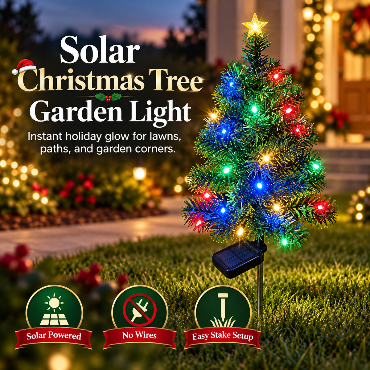 🎄 Solar Christmas Tree Garden Light – Festive Outdoor Holiday Decor