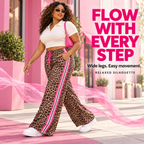💃Women's Leopard Print Side Stripe Wide Leg Stretchy Casual Pants💃