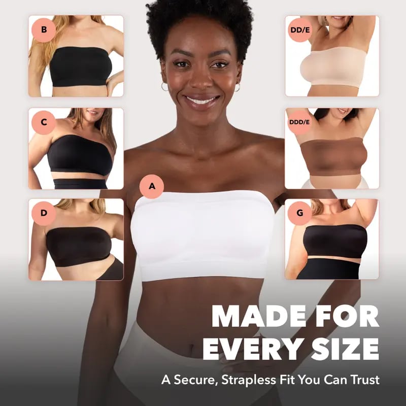 ✨ Convertible Strapless Bandeau Bra with Wireless Comfort, Anti-Slip Grip 👍Suitable for All Body Types