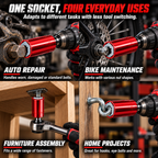 🔧Multifunctional socket tool—automatically adapts to and grips fasteners of various shapes🔧