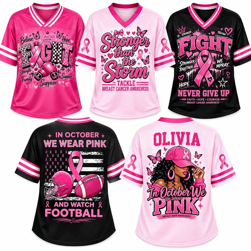Pink Ribbon Breast Cancer Support Game Day Jersey