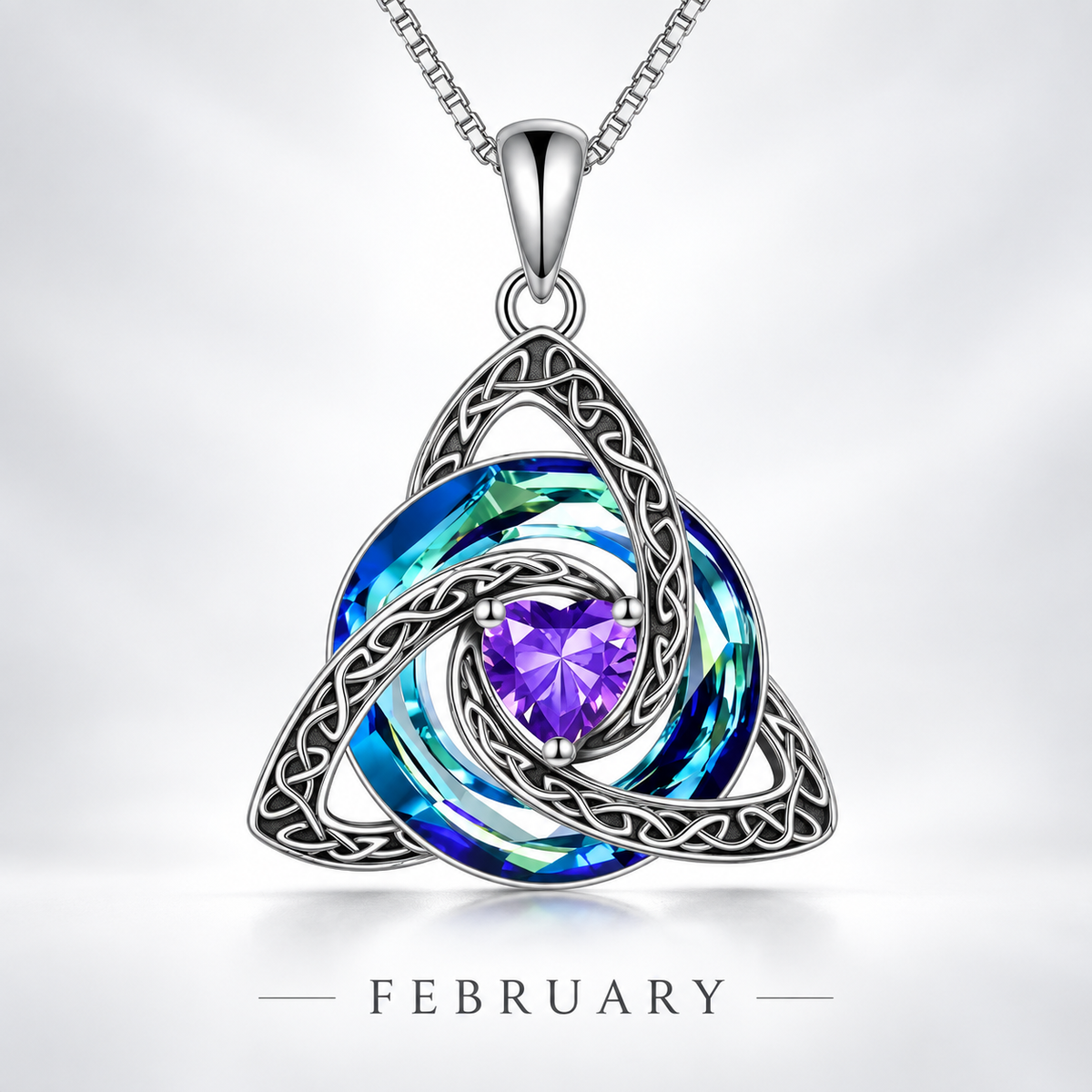 Celtic Trinity Knot Birthstone Necklace - Eternal Love Pendant & Perfect Gift
