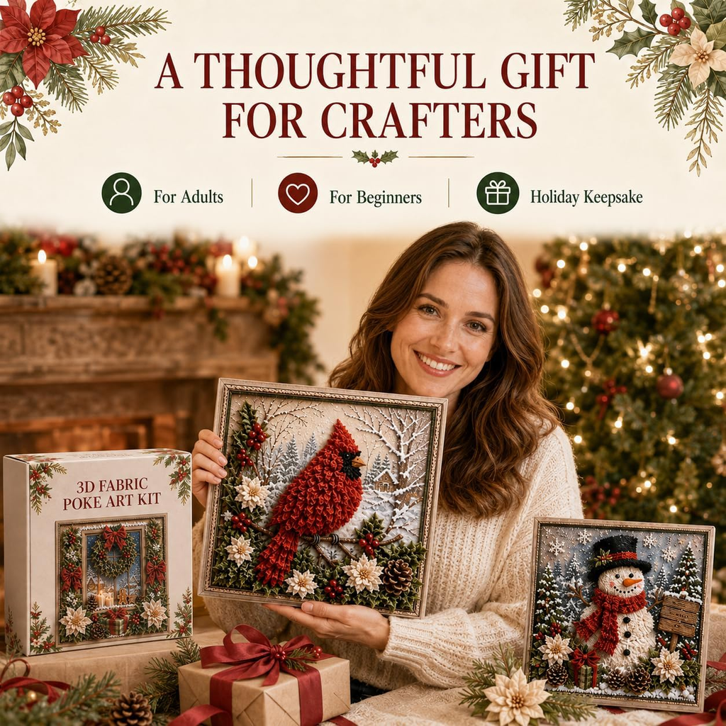 3D Christmas Fabric Poke Art Kit
