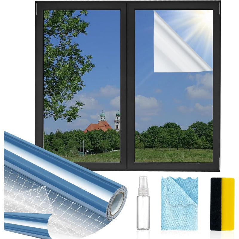 One-Way Privacy Window Film – Static Cling Mirror Tint with Full DIY Kit