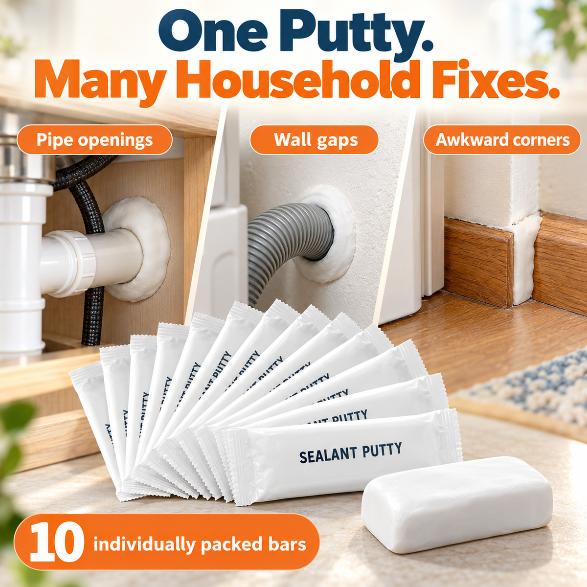 10-Pcs Moldable Sealant Putty – Waterproof Gap Filler & Pest Barrier