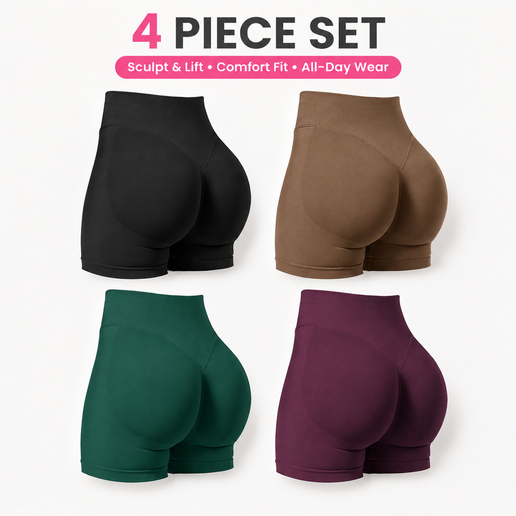 Women's High-Waisted Butt-Lifting Athletic Shorts (4-Pack)