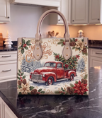 Christmas-Themed Holiday Handbag - Large Capacity, Made of Leather