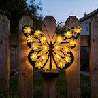 Outdoor Metal Butterfly Wall Art Decorative Solar Light