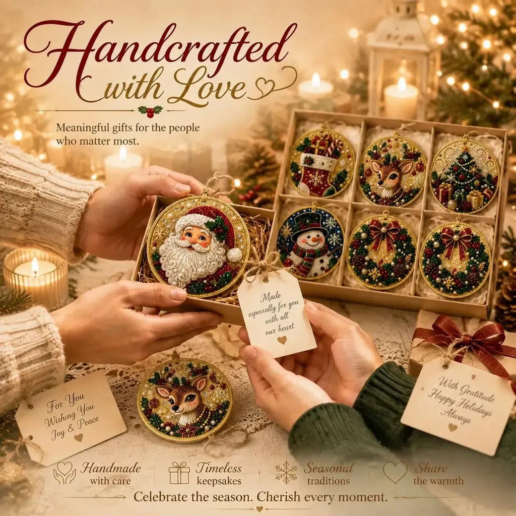 🎄🦌 6-Pack Christmas Diamond Painting Ornament Kit | Make Beautiful Hand‑Made Decorations🎁