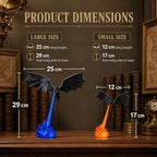 🐉 Light-Up Dragon Fire Bookshelf Lamp — Gothic Mythical Dragon Statue with Cascading Luminous Flame Effect ✨