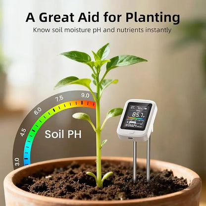 6-in-1 Digital Soil Tester with LCD Display – Moisture, pH, Fertility, Light & Temperature Meter