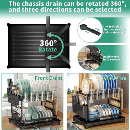 🔥Free shipping🔥2-Tier Rust-Proof Dish Drying Rack Organiser for Kitchen Counter🍽️