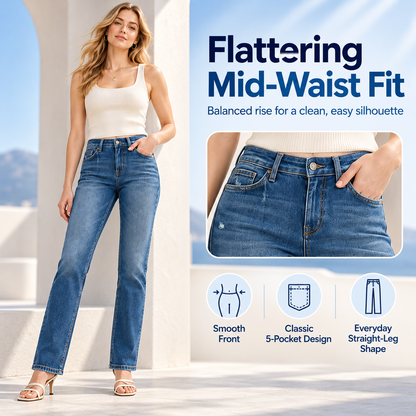 Women's Flattering Straight-Leg Jeans – Stretch Denim That Complements Your Curves