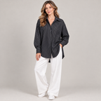 Two Looks, One Shirt: Relaxed Striped Button-Down + Free Pearl Waist Clip👚