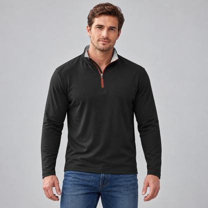 Men’s Quarter-Zip Pullover with Contrast Trim