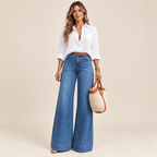 High Waist Elastic Loose Fit Jeans | Casual Everyday Denim & All-Season Comfort