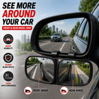 2 PCS 360° Rotating Dual-Lens Rearview Assist Blind Spot Mirror