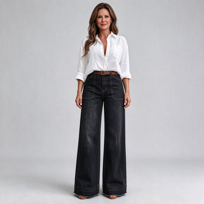Vintage High-Waisted Wide-Leg Denim Jeans | Ultra-Soft Comfort & Relaxed Fit