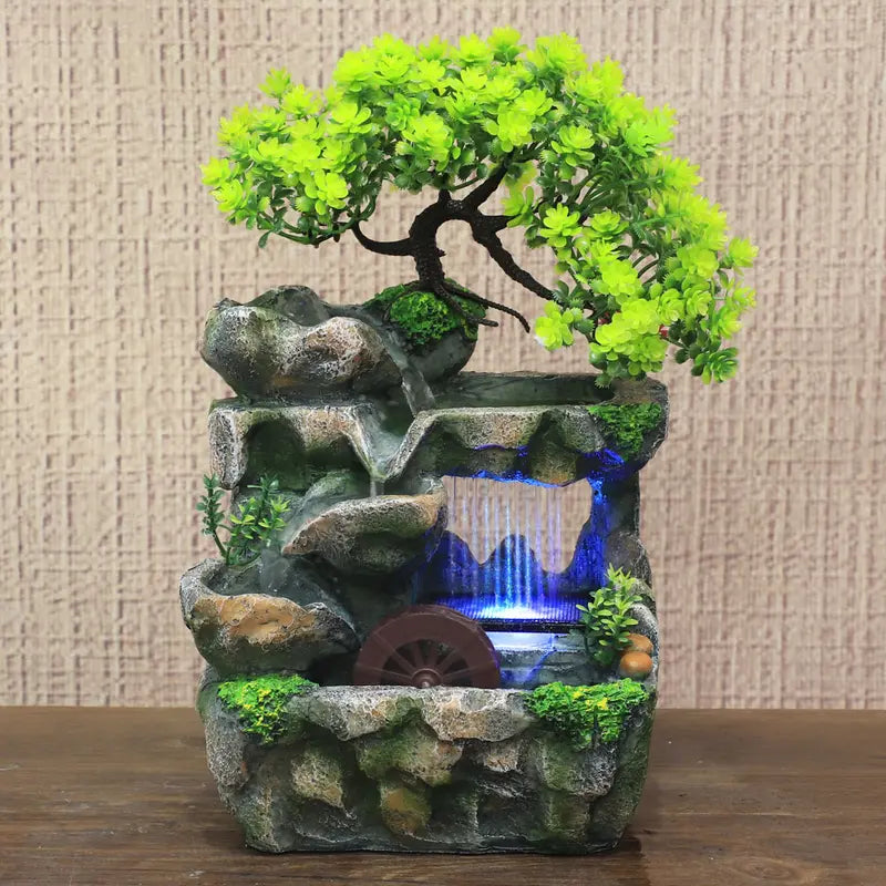 Zen Tabletop Water Fountain with LED Lights – Relaxing Indoor Waterfall Decor